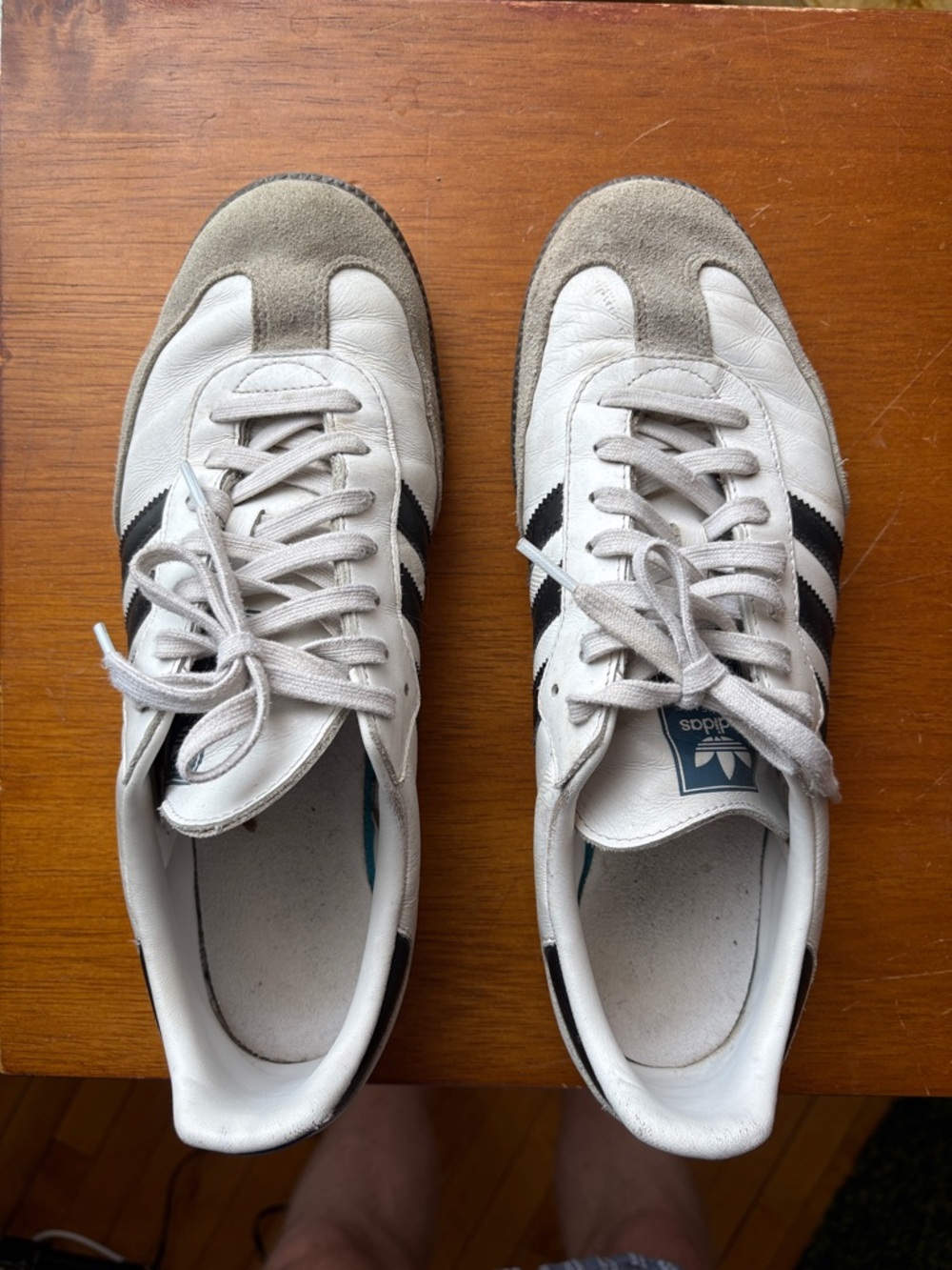 adidas Samba White and Black Retro Suede-Tip Sneakers